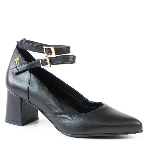 FLORENCE  talon chic à courroies noir 6,5 cm