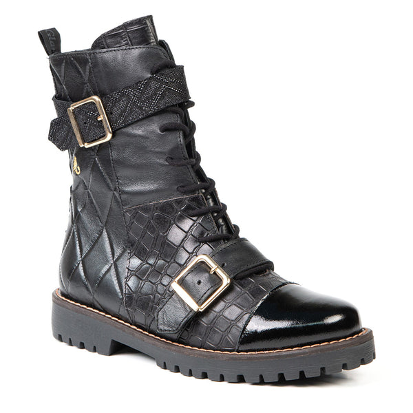 NAOMI bottillon militaire noir 3 cm