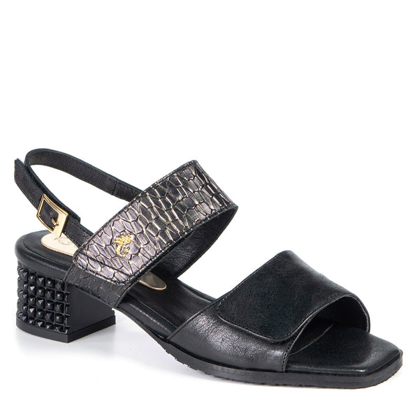 CELINE sandale chic à talon noir métallique 4 cm