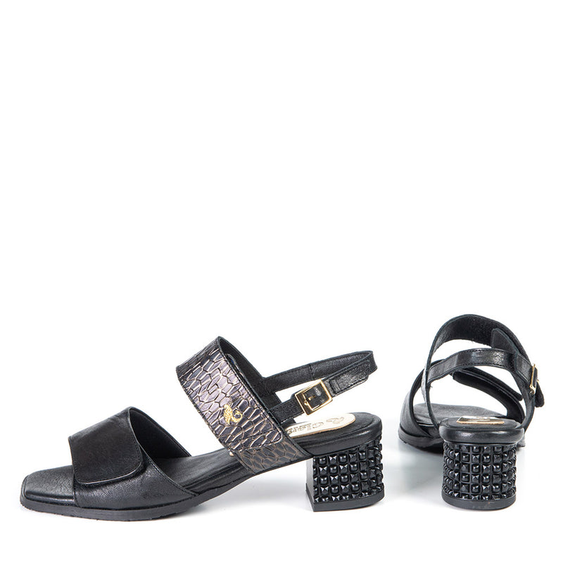 CELINE sandale chic à talon noir métallique 4 cm