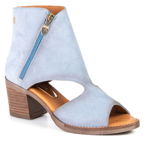 JOLENE blue leather cutout bootie