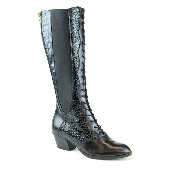 KATHERINE Botte haute lacée noire 5 cm