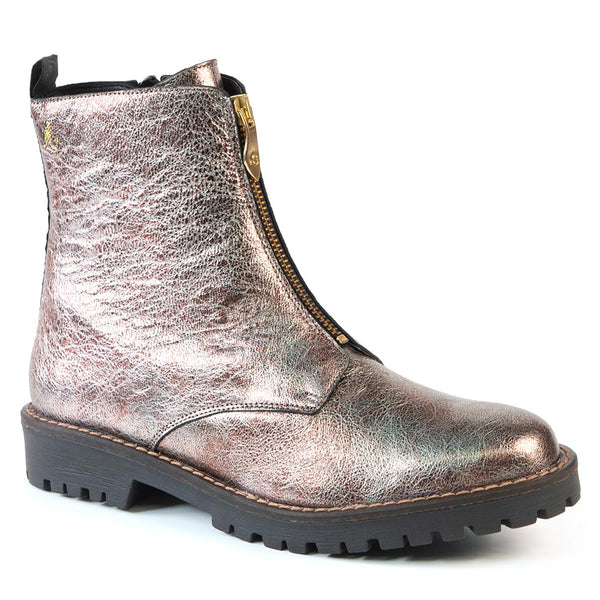 MADISON bottillon à zip gris métallique 3,5 cm