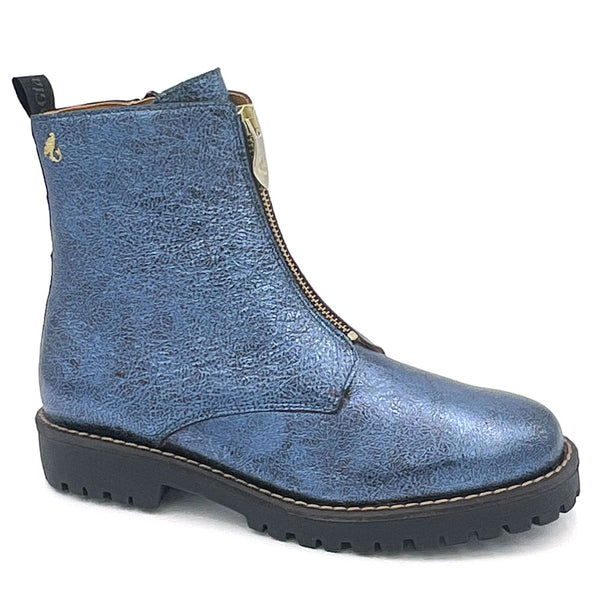MADISON bottillon à zip bleu métallique 3,5 cm
