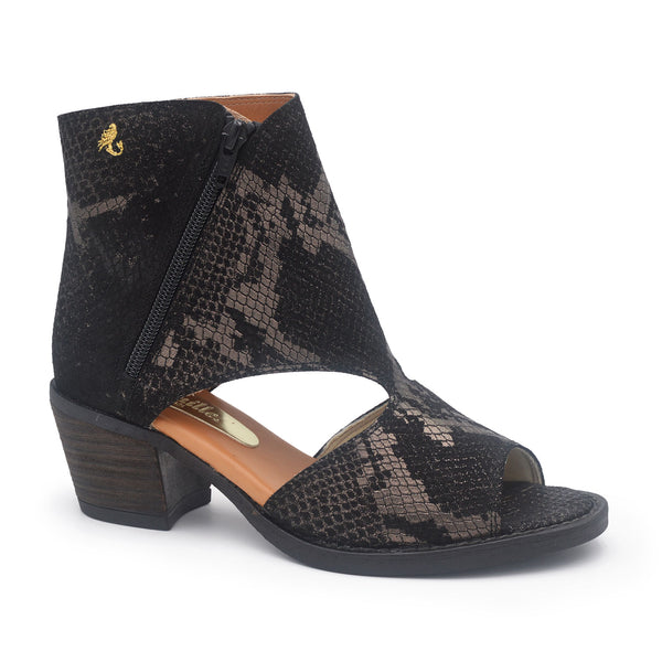 JOLENE Black snake cutout bootie