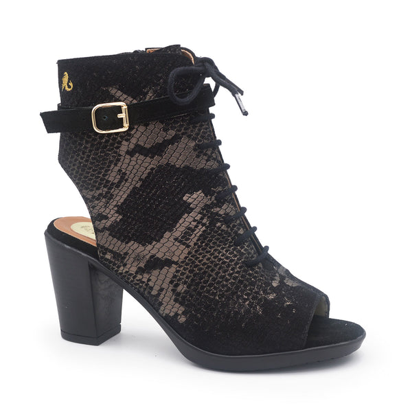 JANICE Black snake bootie