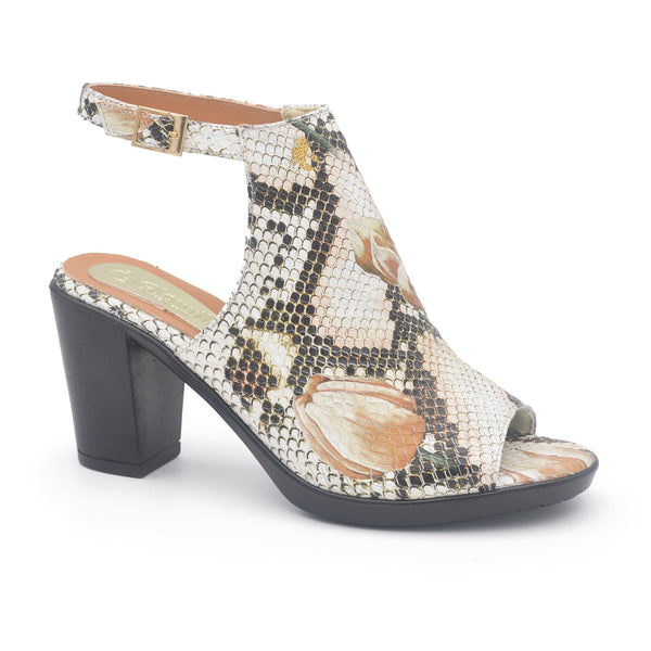 SOFIA Sandale à talon serpent naturel 8 cm