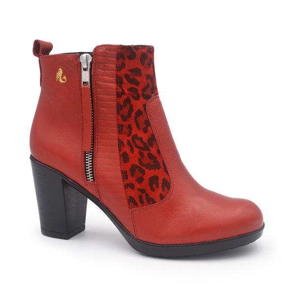 TINA Red leopard ankle bootie