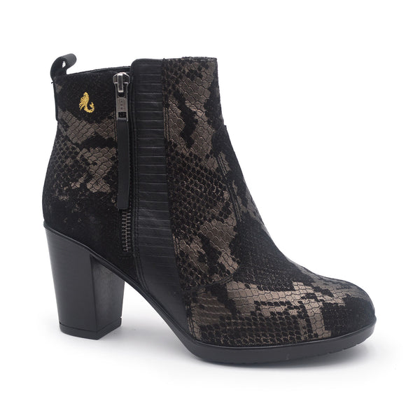 TINA Black snake ankle bootie