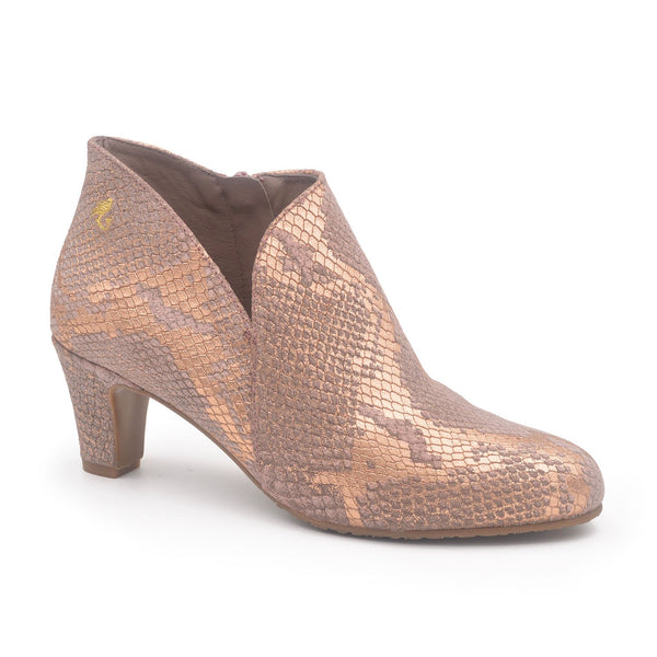 VICTORIA Nude snake bootie