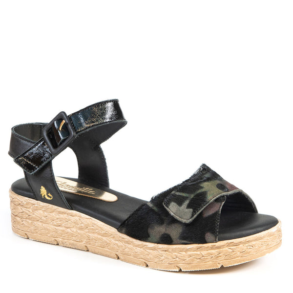 ISABELLA black compensed sandal