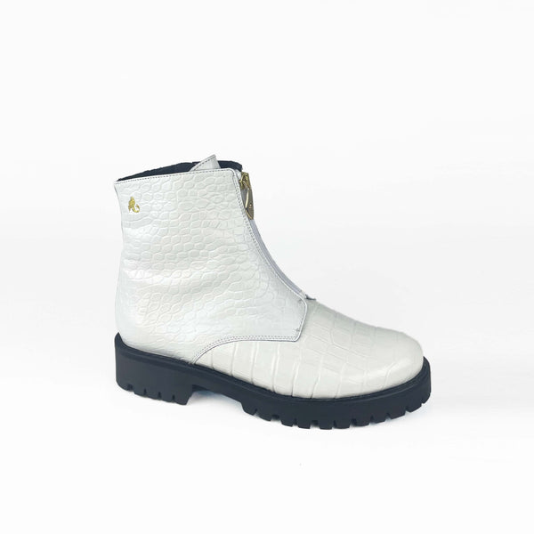 MADISON bottillon à zip blanc 3,5 cm