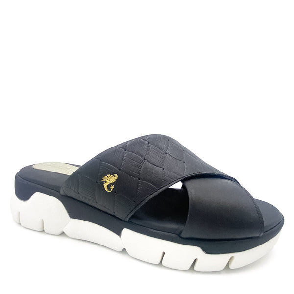 Black slip-on sandal