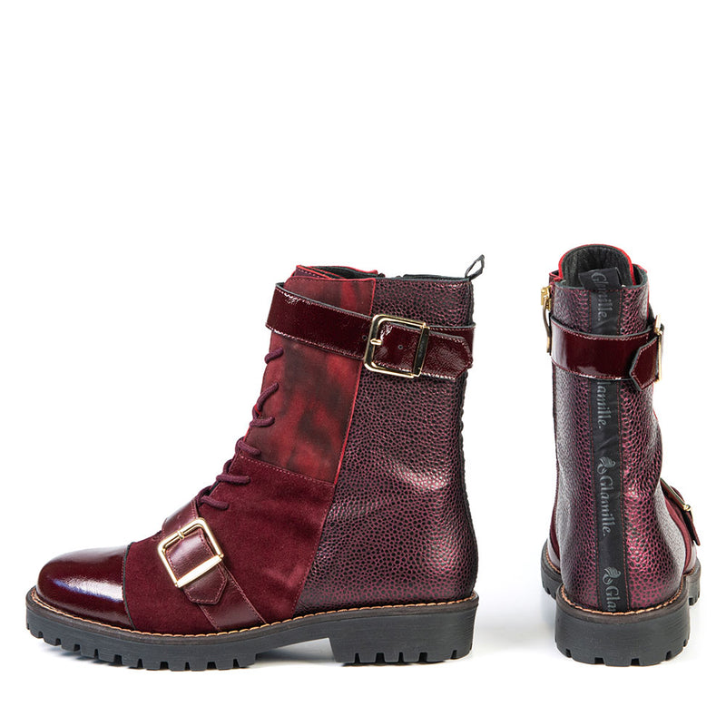 NAOMI burgundy combat boot 3 cm