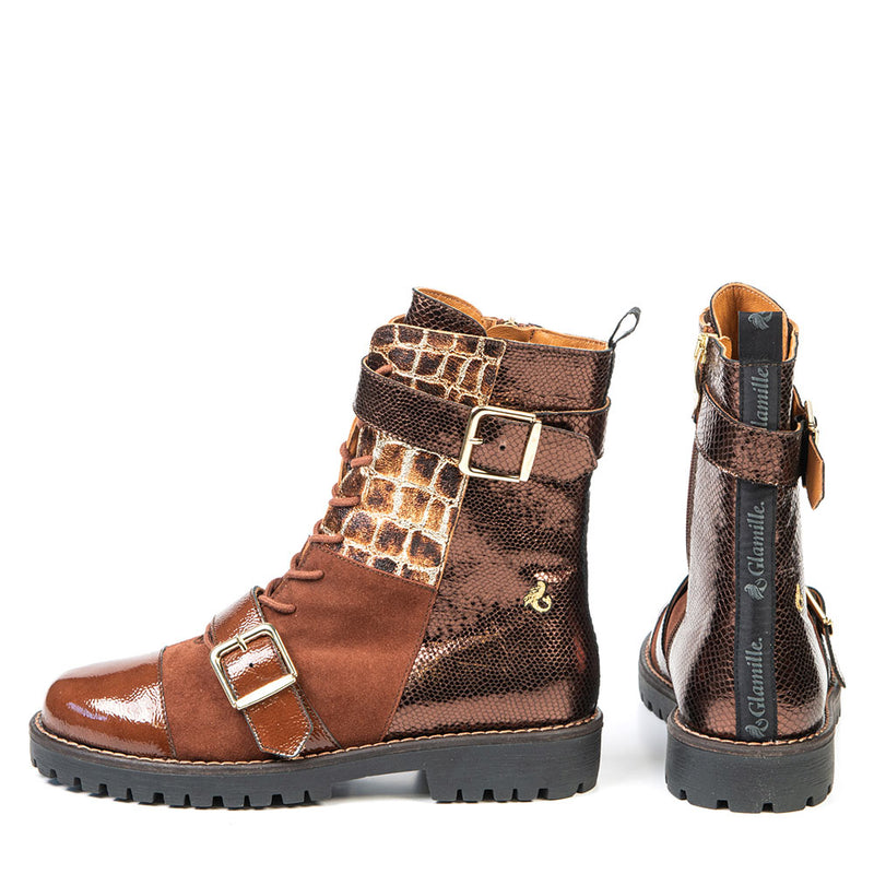 NAOMI bottillon militaire brun 3 cm