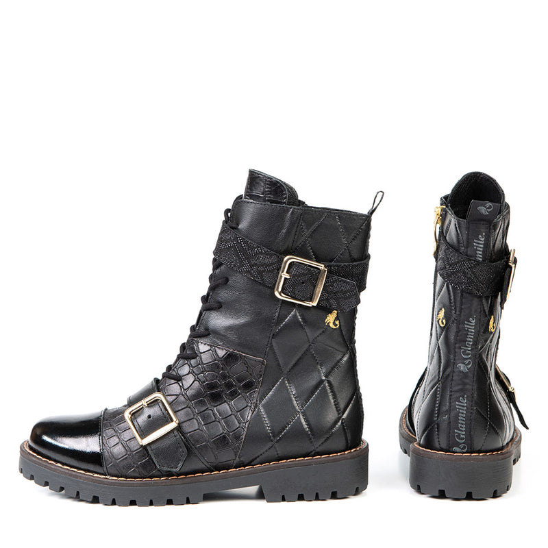 NAOMI bottillon militaire noir 3 cm