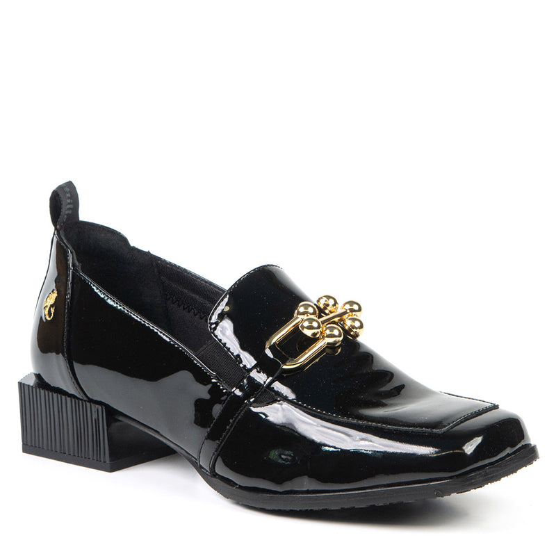 INGRID black patent heeled loafer 3 cm