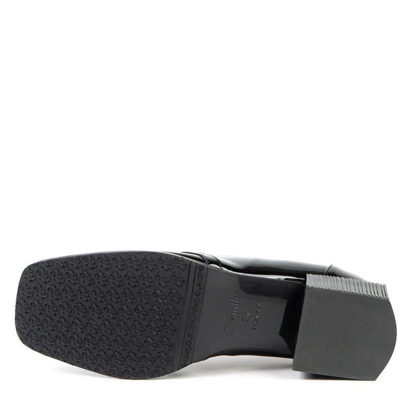 INGRID loafer à talon noir vernis 3 cm