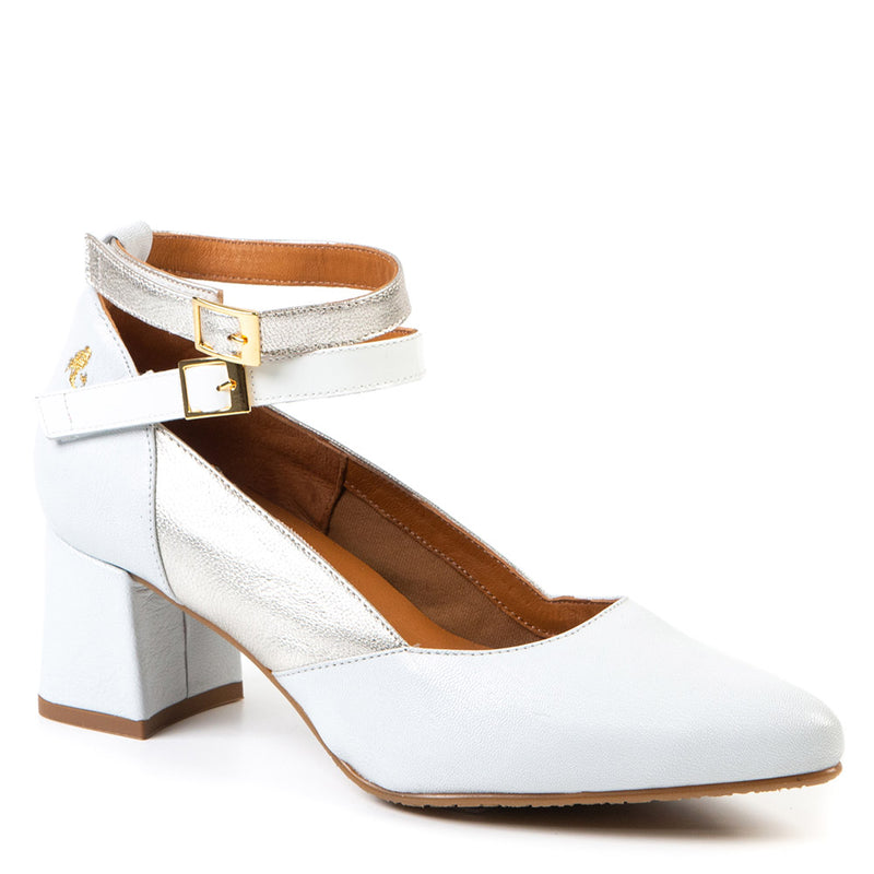 FLORENCE  talon chic à courroies blanc 6,5 cm