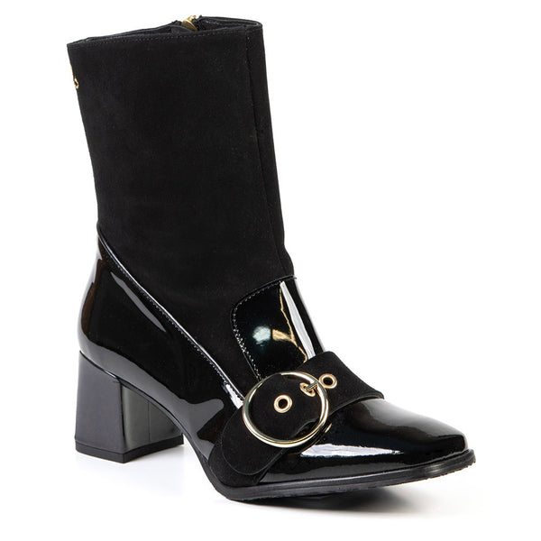 ELIZABETH black patent bootie 6 cm