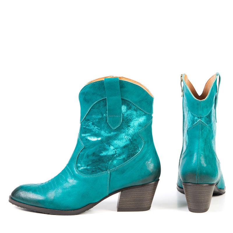 ASHLEY botte western courte turquoise 5 cm