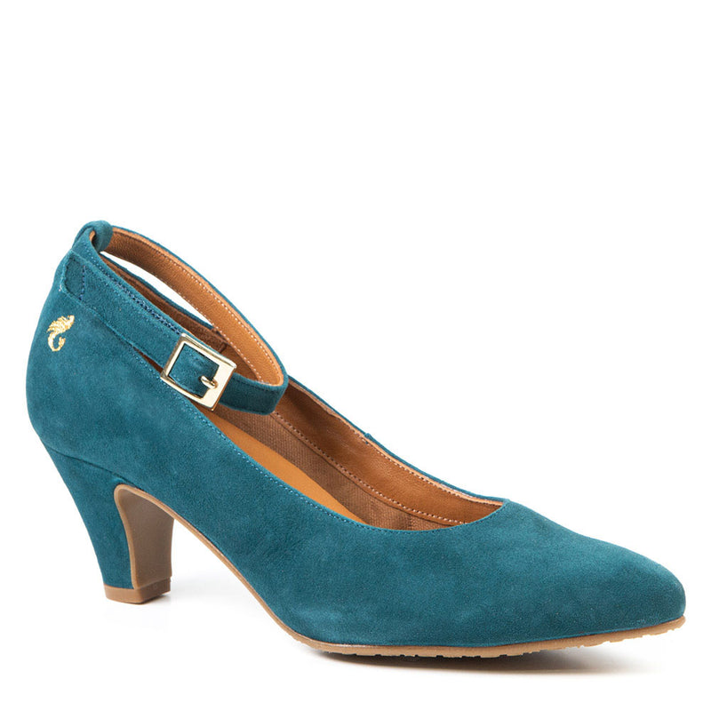 Soulier Mary-Jane suède bleu 2332
