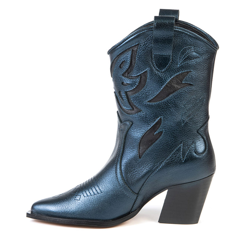 DAKOTA metallic blue western boot 7 cm