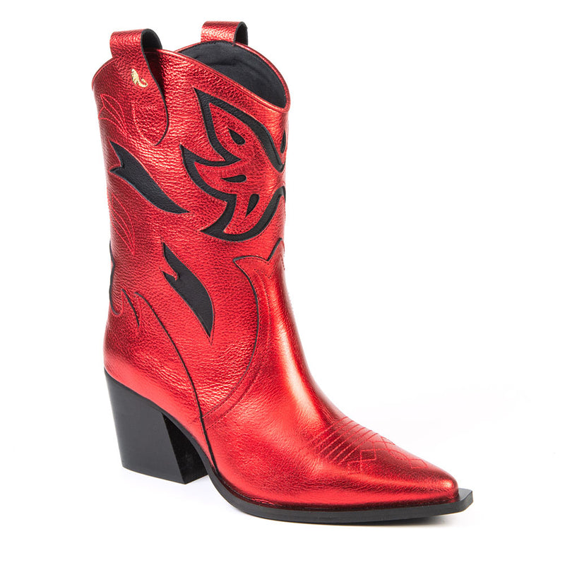 DAKOTA metallic red western boot 7 cm