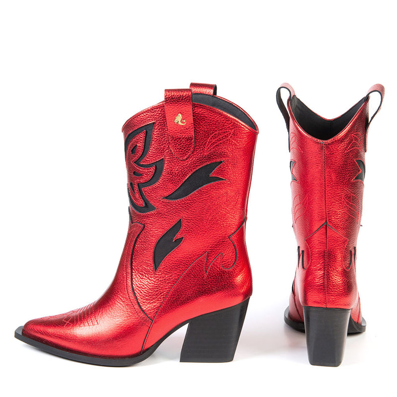 DAKOTA metallic red western boot 7 cm