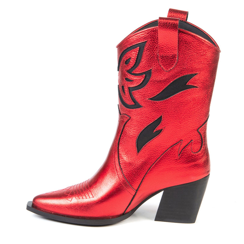 DAKOTA metallic red western boot 7 cm