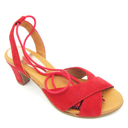 Red heeled sandal 2049