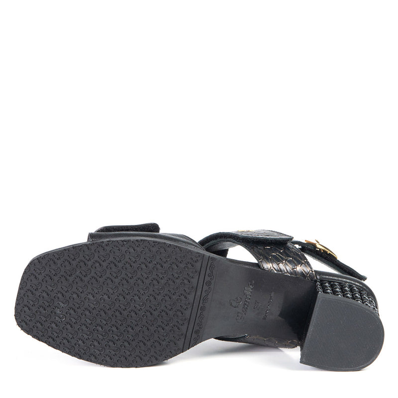 CELINE sandale chic à talon noir métallique