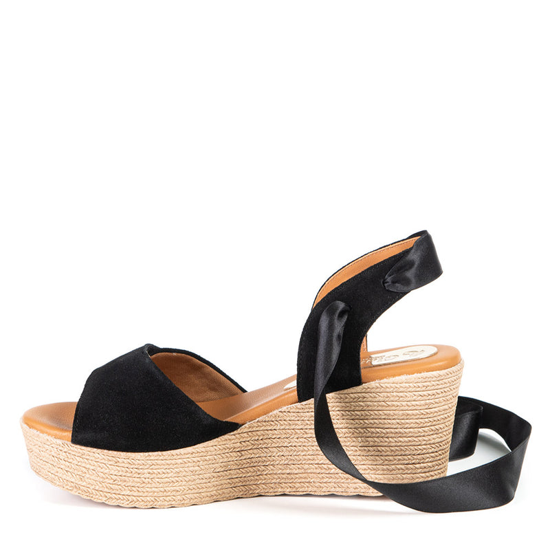 LAUREN black wedge sole sandal