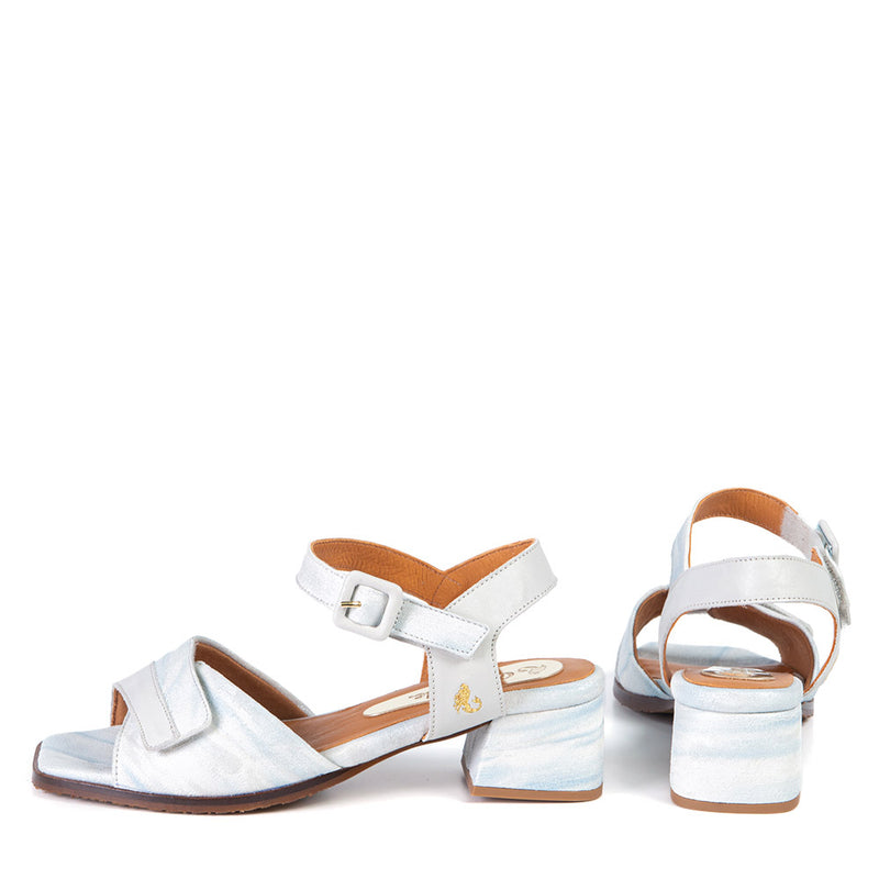 LUCIE white and blue heeled sandal