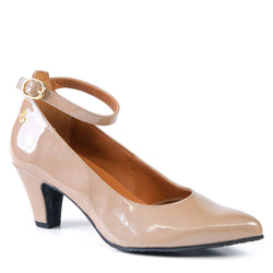 Patent beige heel