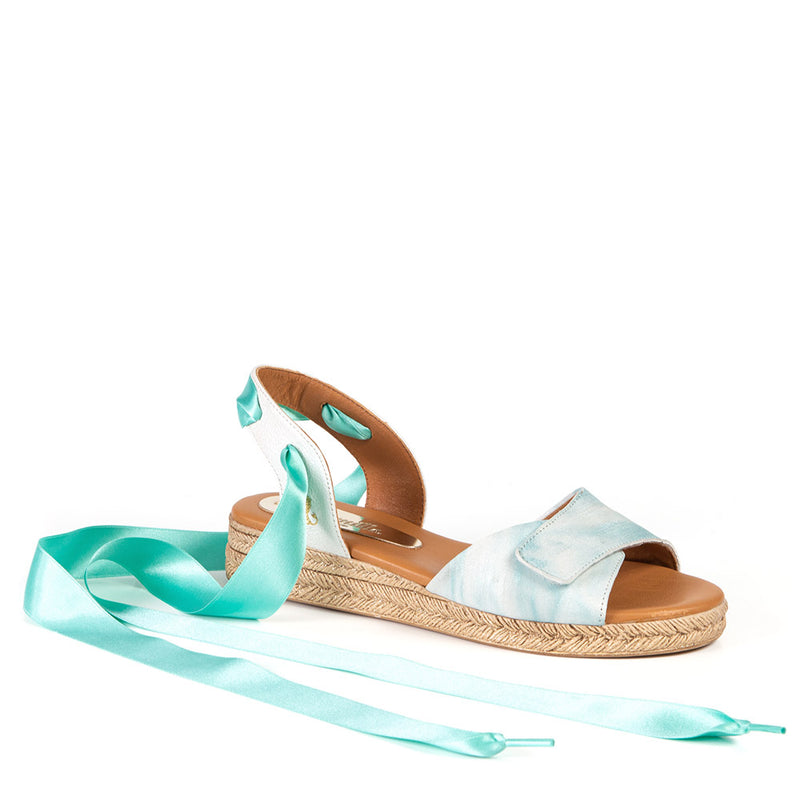 Blue sandal with ribbons 2046