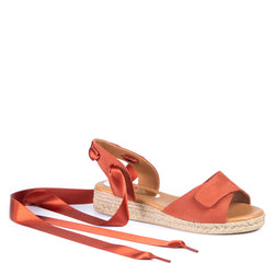 Orange sandal with ribbons 2046