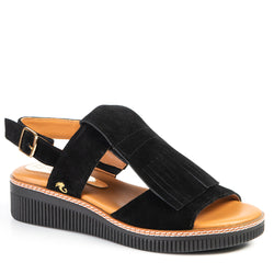 Black sandal with fringes 2012
