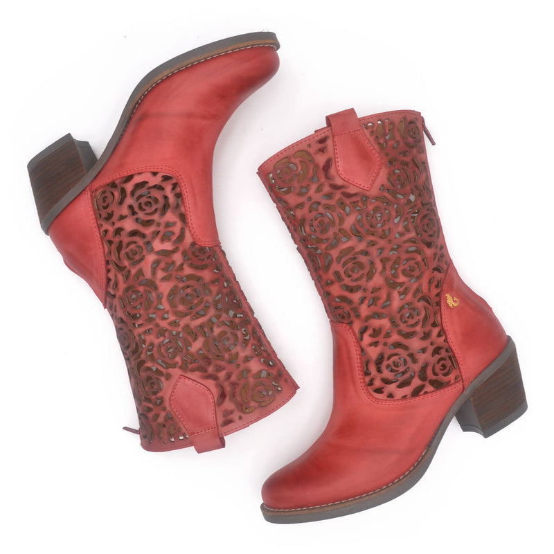 SHANIA Red western boot for sensitive feet/ Hallux Valgus – Glamille