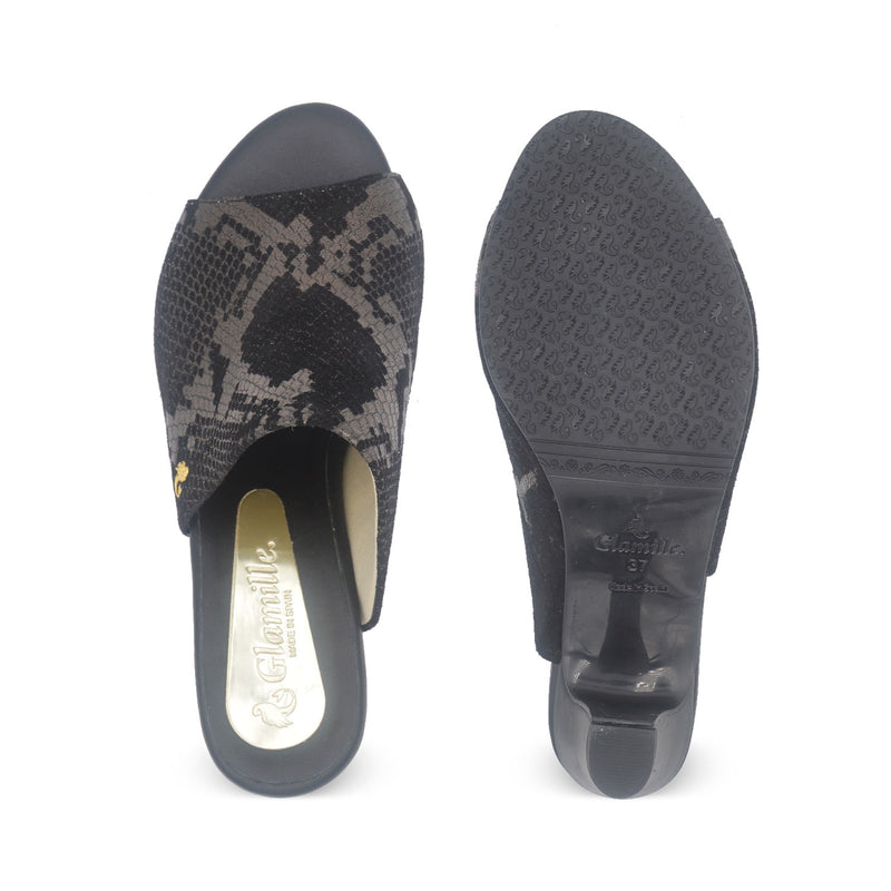 AUDREY Black snake heel