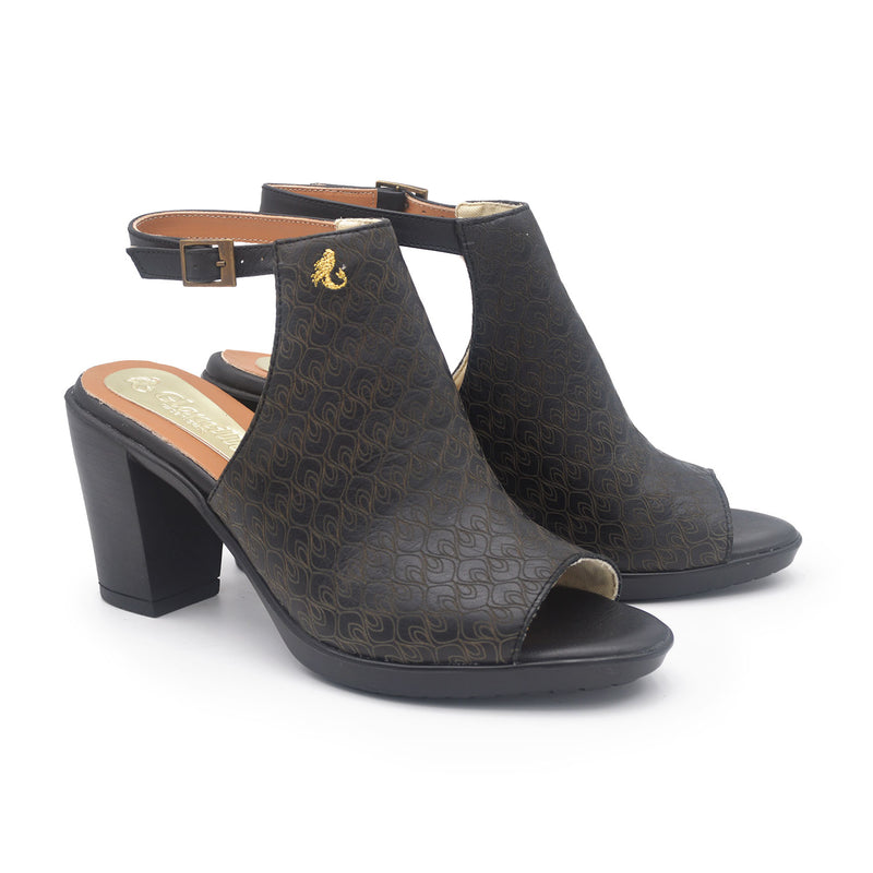 SOFIA Black laser heeled sandal