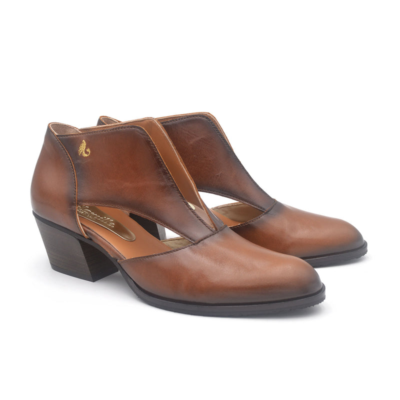 PATSY Brown leather cutout shoe