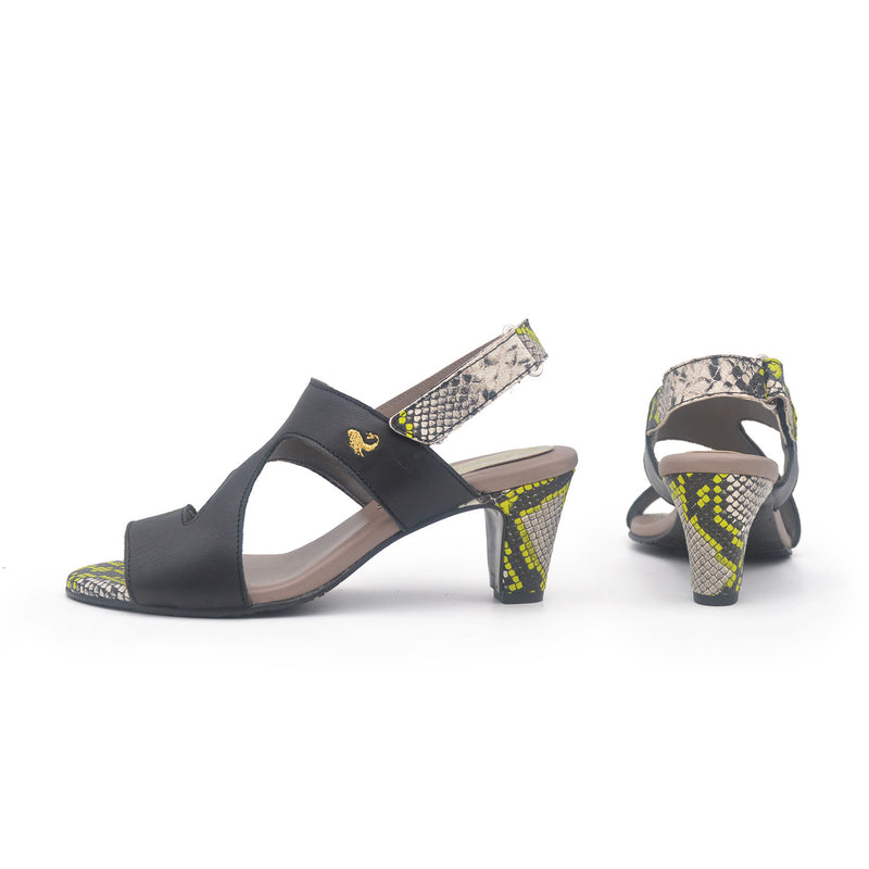 DIANA Neon snake heeled sandal
