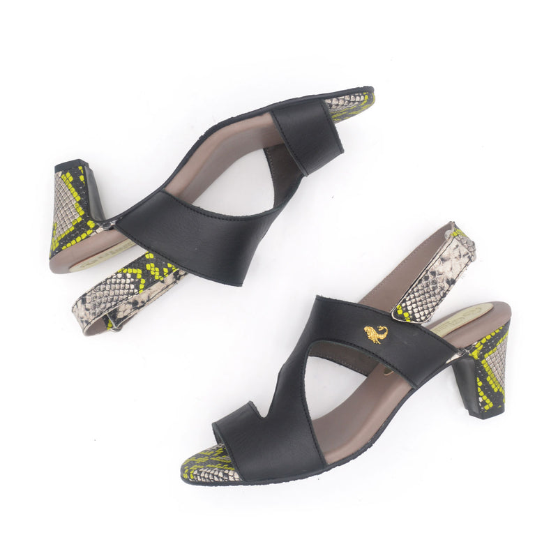 DIANA Neon snake heeled sandal
