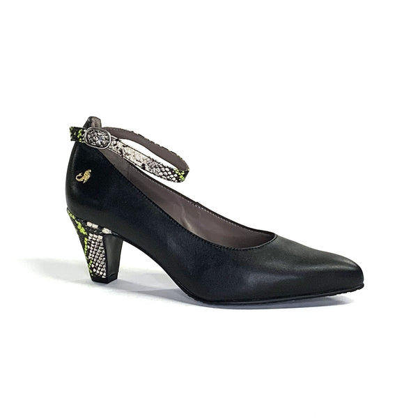 Black heel with neon accents 1396