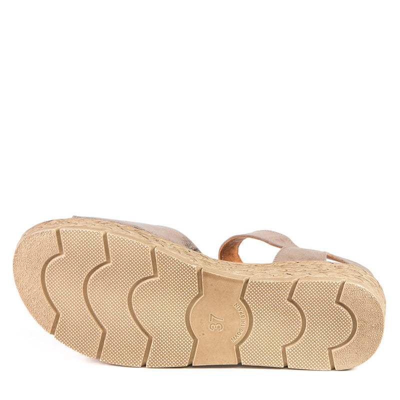 ISABELLA sandale compensée moka meringue