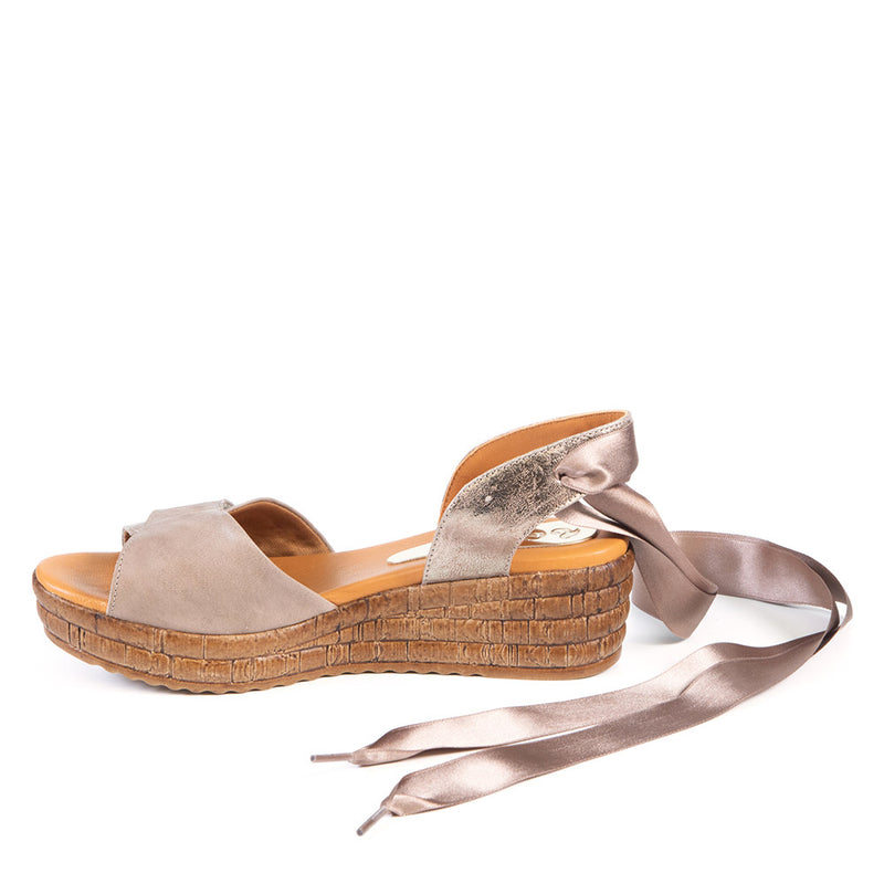 LEAH wedge sandal with satin laces