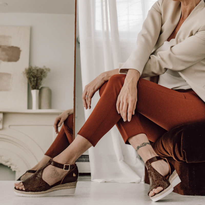 Sandale sales compensée or